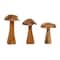 Brown Teak Wood Mushroom Sculpture Set